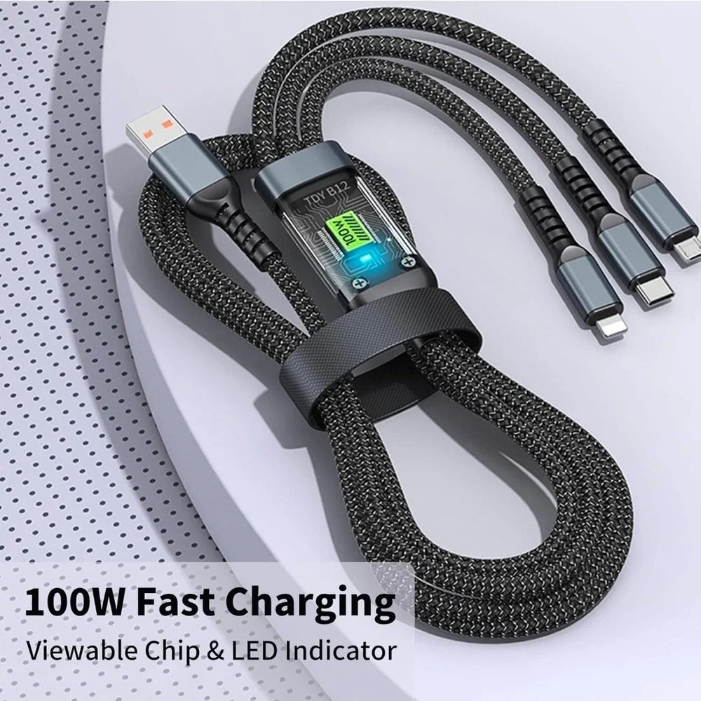 3 in 1 fast charging cable‎ for Iphone and Android, 2mt